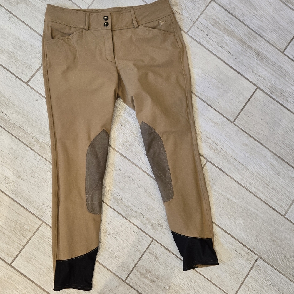 R.J. Classics Tan Equestrian Pants with Black Details With Sock Bottoms